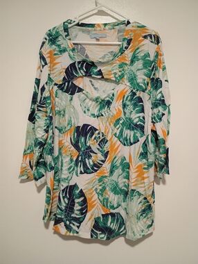 Palm Grove Women's Size 3X 3/4 Sleeve Stretchy Shirt